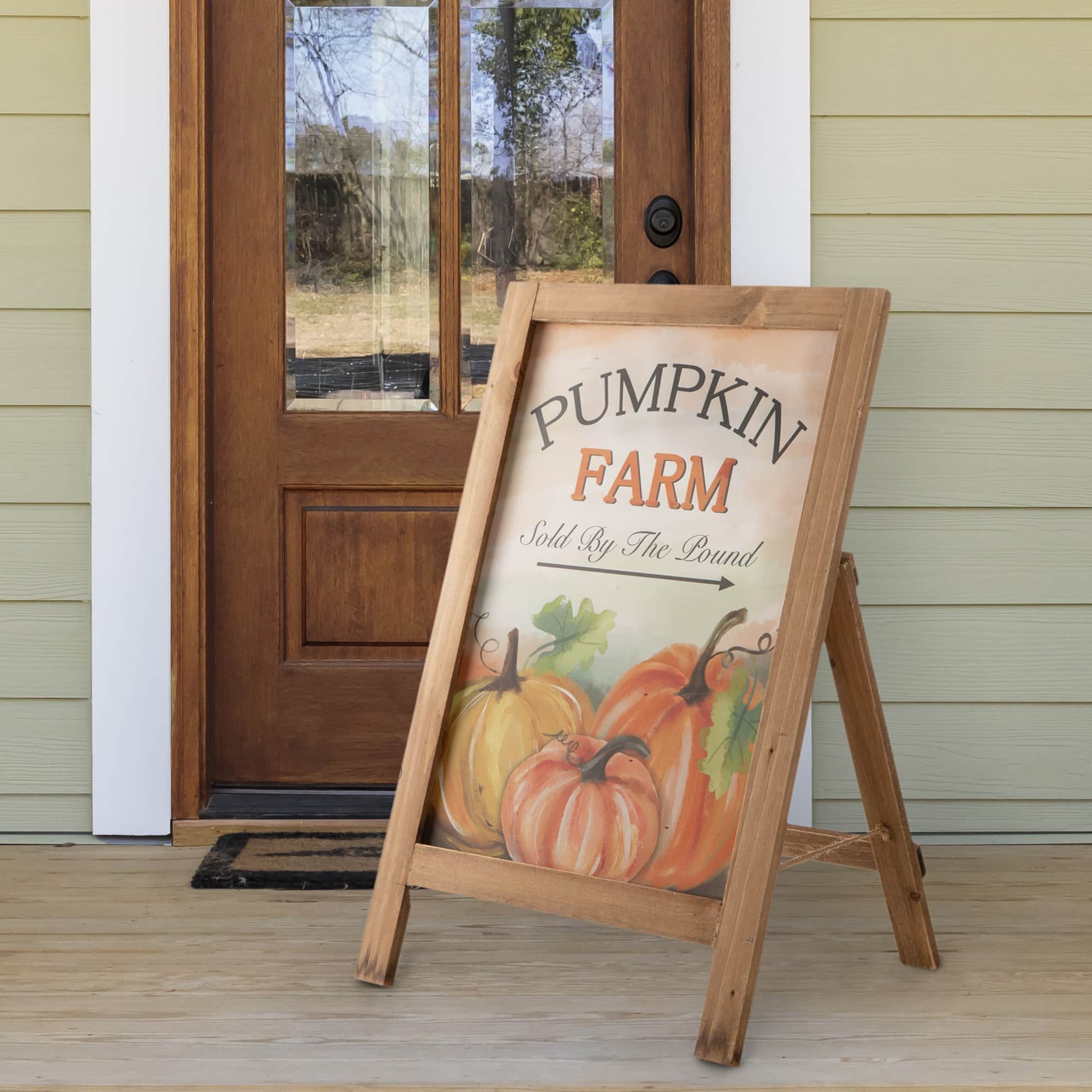 24" GlitzHome® Pumpkin Farm Wooden Porch Sign